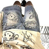 SHOPMOCHO New 2025 Sanrio Summer High Street Style Denim Jeans Shorts Light Blue Straight Girls Deni Shorts Jeans Fashion Casual Jeans