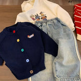 Shopmocho 2025 New Spring Boys Children's Denim Overalls Autumn Loose Casual Pants Girls Wide Leg Jeans  Kids Straight Denim Trousers