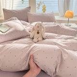 Shopmocho Bonenjoy Pink Flower Duvet Cover Sets Washed Polyester Super Soft Bed Cover Sets Single/Queen/King Quilt Cover with  Pillowcase