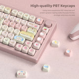 SHOPMOCHO Pink Cat Dye Sublimation PBT Keycaps 136 Keys MOA Profile Keyboard Keycaps for Cherry Gateron MX Switches Mechanical Keyboards