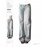 Shopmocho Women's High Waisted Light Colored Wide Leg Jeans Street Style Cool Girl Wide Leg Baggy Pants Female Casual Thin Denim Trousers