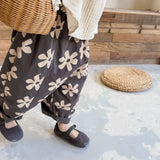 SHOPMOCHO 1639C Children Pants Autumn Spring New Flower Print Girl's Pant Washed Cotton Harem Pants 1-7Year Boy's Casual Pants Trousers