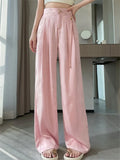 Shopmocho New Chinese Style Jacquard Wide Leg Satin Pants for Women Elegant Solid Office Lady Women's Casual Loose Pants Female