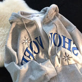 SHOPMOCHO 2025 new blue sweatshirt for women fall and winter gothic American retro casual bulk streetwear Y2K design Slim cardigan jacket