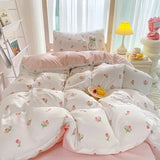 SHOPMOCHO Ins-style Class A ultra-soft double-layer yarn washed cotton 4-piece set, cute quilt cover, student dormitory single and double