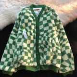 Shopmocho French green plaid coat women's autumn and winter new cashmere winter loose lazy style thick baseball cotton-padded jacket