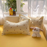 SHOPMOCHO Fashion Floral Duvet Cover Set with Flat Sheet Pillowcase No Filler Girls Twin Full Queen Size Korean Soft Bedding Set