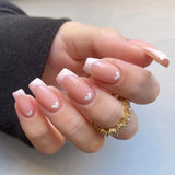 SHOPMOCHO 24Pcs Cat’s Eye Leopard Print Press on Fake Nails Mid-length Ballet False Nails with Rhinestone Detachable Full Cover Nail Tip