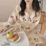 SHOPMOCHO 2026 Princess Style Women's Plus Size Student Nightwear Ladies Sweet Breathable Crew Neck Sleepwear Loungewear