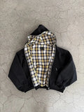 SHOPMOCHO Reversible Plaid American Retro Zipper Hoodie Sweatshirt Mens Womens Casual Plaid Sweatshirt Solid Color Lining Y2K Street Style