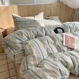 SHOPMOCHO 1pc Korean Cotton Pink Stripes Duvet Cover 150x200 Size Girl's Room housse de couette Skin friendly Breathable Comforter Sets