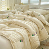 SHOPMOCHO Summer new tulip embroidered summer quilt household solid color air conditioner quilt, no pillowcase