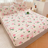 SHOPMOCHO 1pc Thicken Anti-mite Fitted Sheet With Elastic Band Non Slip Adjustable Mattress Cover For Double/Queen/King Bed 침대커버 Bed Cover