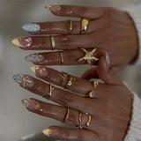 Shopmocho 24Pcs Mid-length 3D Flowers Design Fingertips Sweet Butterfly Yellow Ripple Almond False Nails Detachable Full Cover Press Ons