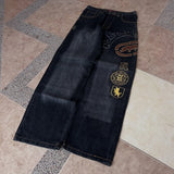 SHOPMOCHO Y2K American Southpole Hip-hop Oversized Jeans Mens Retro Skateboard Boy Wide-leg Pants Gothic Graffiti Couple Wide Pants