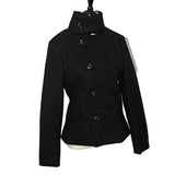 SHOPMOCHO 2026 Women's Minimalist Retro Stand up Collar Thick Coat, Asymmetrical Button Decoration, Slim Fit Long Sleeved Top, Winter