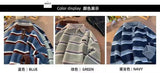 Shopmocho Korean hip-hop autumn and winter half zip polo collar striped sweater for men and women loose and trendy retro Harajuku casual