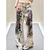 SHOPMOCHO Apricot Women's Jeans Hip-hop Fashion Vintage Streetwear Y2K Wide Leg Straight Jean High Waist Trouser Classic Baggy Denim Pants