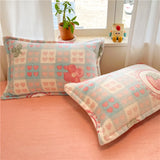 SHOPMOCHO 2pcs Fluffy Plush Pillowcase for Winter Warm Soft Coral Fleece Pillowcase Cover 48x74cm Cartoon Kids Pillow Sham Cushion Cover