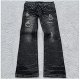 SHOPMOCHO Y2K High Street Red Letter Embroidered Baggy Jeans Women Gothic American New Straight Pants Fashion Street Retro Wide-leg Pants