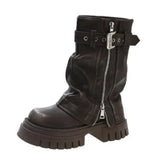SHOPMOCHOWinter Women Biker Boots Fashion Belt Buckle Ladies Elegant Platform Long Pipe Booties Casual Women's Knee High Booties2025