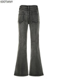 SHOPMOCHO Retro Floral Embroidered Low-rise Flared Jeans Retro Street Low-rise Slim Jeans Harajuku Style Y2k Aesthetic Women's Pants 2025