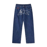 SHOPMOCHO 2026 Classic Printed Men Straight Denim Pants Loose Fit YKK Zipper Casual Denim Jeans Pants Trousers