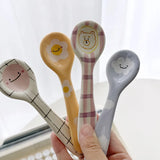 Shopmocho Cute Smiling Spoons Ceramic Ice Cream Spooon Irregular Hand Painted Dessert Breakfast Spoon Home Kitchen Tableware Accessories