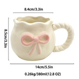 Shopmocho Ins style girl's heart-shaped butterfly knot coffee cup afternoon tea ceramic cup cute mug