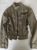 SHOPMOCHO Y2K Retro Army Green Zipper Jacket Women Harajuku Sexy Slim Fit Denim Jacket Autumn Winter Short Stand Collar Coat Goth Clothing