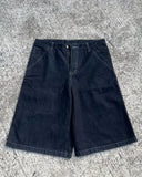 SHOPMOCHO Y2K Baggy Denim Jorts White Tribal Embroidery Wide Leg Jean Shorts Gothic Hip Hop Streetwear