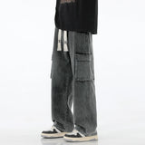 SHOPMOCHO 2026 New Men Baggy Cargo Jeans Fashion Streetwear Vintage Wide Leg Pants American Streetwear Y2K Big Pocket Youth Overalls