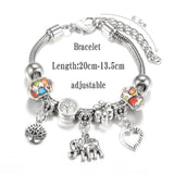 SHOPMOCHO New Butterfly Pendant 5 Color Rhinestone Snake Chain Bangle Lobster Buckle Adjustable Charm Woman Beaded Bracelet Jewelry Gift