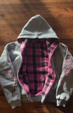 Shopmocho Y2K Vintage Cherry Blossom Embroidery Zipper Hoodie Harajuku Loose Reversible Simple Grid Jacket Men Women Pink Coat Streetwear
