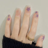 SHOPMOCHO 24Pcs Cat’s Eye Leopard Print Press on Fake Nails Mid-length Ballet False Nails with Rhinestone Detachable Full Cover Nail Tip