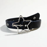 Shopmocho Y2K Punk Star Eyelet Black Rivet Belt Goth Pu Leather Belts For Women Jeans Pants Boys And Girls Students Belt