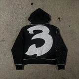 SHOPMOCHO American Fashion Embroidery Personality Flash Diamond Oversize Zipper Hoodie Men Y2K New Harajuku Gothic Casual Joker Sweatshirt