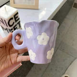 Shopmocho Ins style cute teddy bear irregular cloud tulip ceramic mug