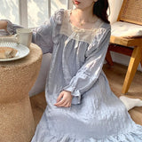 SHOPMOCHO Long-Sleeved Harajuku Style Nightgown Women's Pajamas Lace Sweet Cute Nightdress Spring Summer 2026 New Square Collar Home Wear