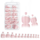Shopmocho 120pcs/Box 9 Styles French Fake Press On Toenails Short Square Nude Pink French Glossy False Toe Nail Full Cover Summer Toe Tips