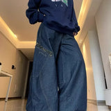 SHOPMOCHO Deeptown Y2K Retro Women Jeans Big Pocket Scimitar Leopard Wide Leg Denim Cargo Pants Harajuku Baggy Autumn Streetwear Trousers