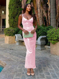 Shopmocho Sexy Backless Maxi Dress Summer Dresses Cross Halter Fashion U Neck Slim Glitter Evening Robe 2025 Summer Lady Beach Dresses