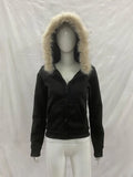 SHOPMOCHOY2K Harajuku Gothic Women's Hoodie Sexy Slim Chic Suede Fur Collar Letter Print Cardigan Sweatshirt  Female Streetwear