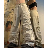 SHOPMOCHO American Vintage Hiphop Cargo Pants Women Multi Pocket Loose Lazy Wide Leg Trousers Straight Casual Street Gothic Harajuku Pants