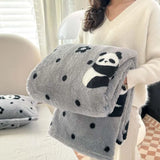 SHOPMOCHO 1 piece pink white flannel panda fleece soft and comfortable blanket nap blanket suitable for sofa bed sofa office suitable