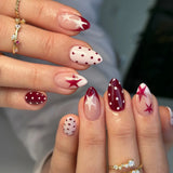SHOPMOCHO 24pcs Y2k Almond Fashion Fake Nails Moon Star Style Swan Pattern Sweet Cool Press On Nails Full Cover Detachable False Nail