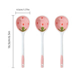 Shopmocho Kawaii Strawberry Ceramic Soup Spoon Cute Korean Ice Cream Hand Painted Coffee Dessert Long Handle Spoon Kitchen Accessories