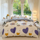SHOPMOCHO Kawaii Bear Printed Bed Set Floral Duvet Cover Pillowcase Bedding Set Cute Dog Bed Linen Sheet Quilt Cover Full Queen King Size