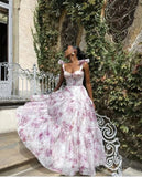 Shopmocho Floral Print Sleeveless Backless Lace Up Midi Prom Dress Women Elegant High Waist A Line Evening Dresses 2025 Summer Outfits