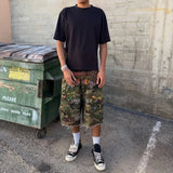 SHOPMOCHO Y2K American Cargo Shorts Paint Splatter Camouflage Pattern Bottom New Trendy Retro Hip Hop Streetwear Unisex Baggy Short Pants